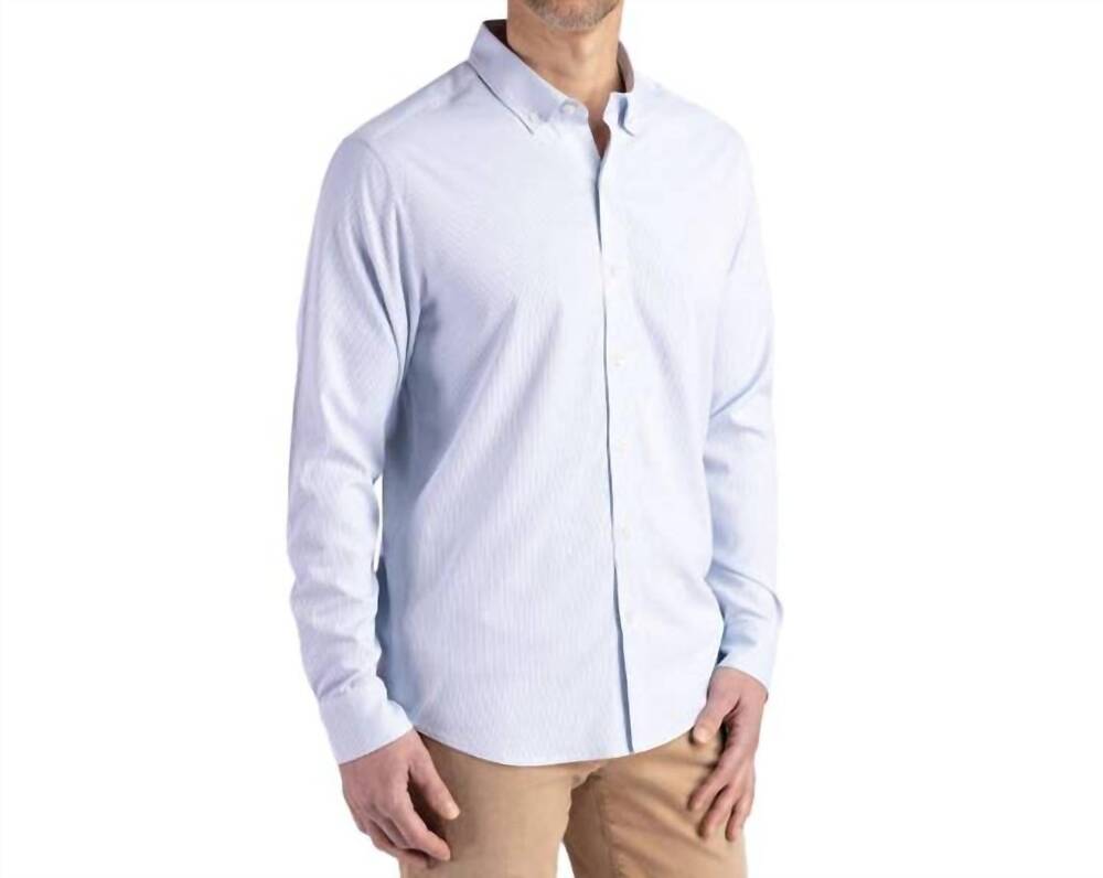 NEW CUTTER & BUCK skyline eco pinstripe long sleeve button down dress shirt in p